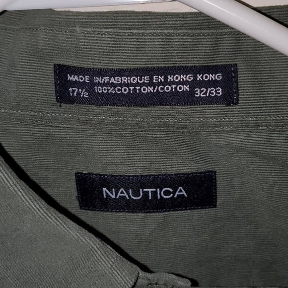 5 for $20 | Nautica Olive and Beige Button Down Shirts Bundle (2pc) - Picture 3 of 14